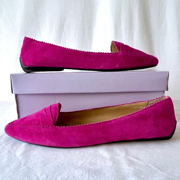 Talbots Francesca Keeper Driving Magenta Pink Suede Leather Loafers, Sz 8.5 LN! - Picture 9 of 15